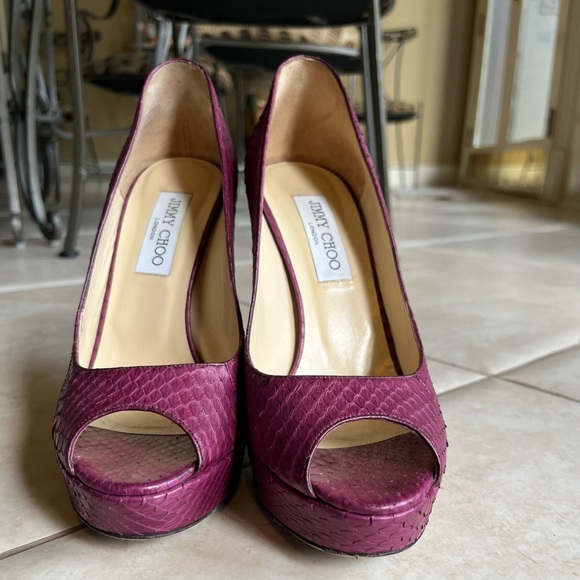 Jimmy Choo matte snakeskin platform heels - Picture 2 of 7